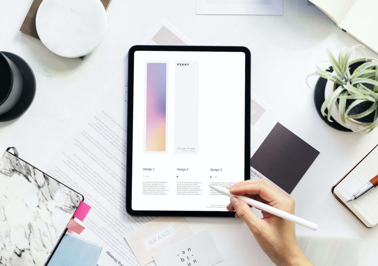 woman using a digital tablet mockup