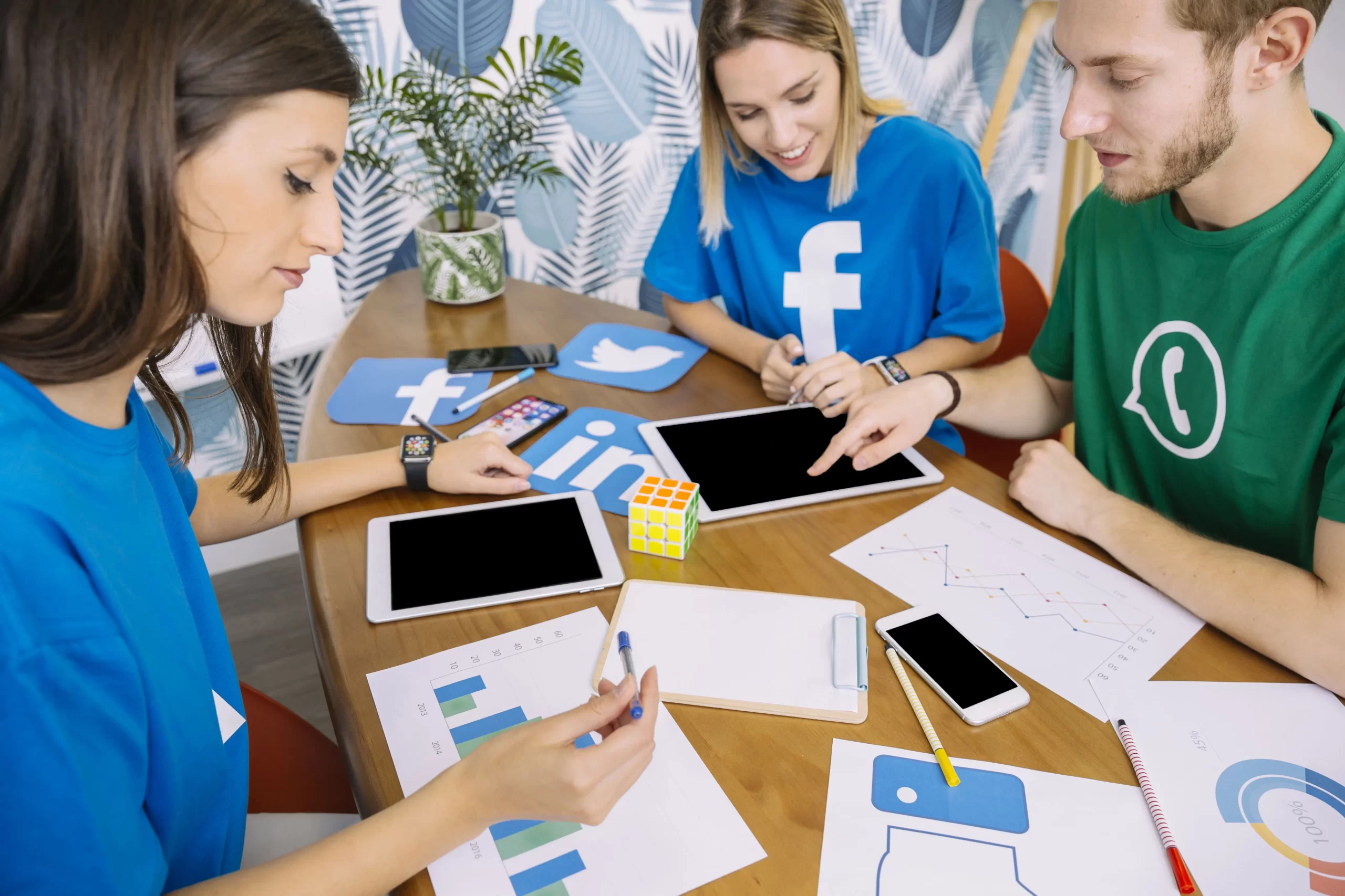 creative team having discussion social media application min scaled